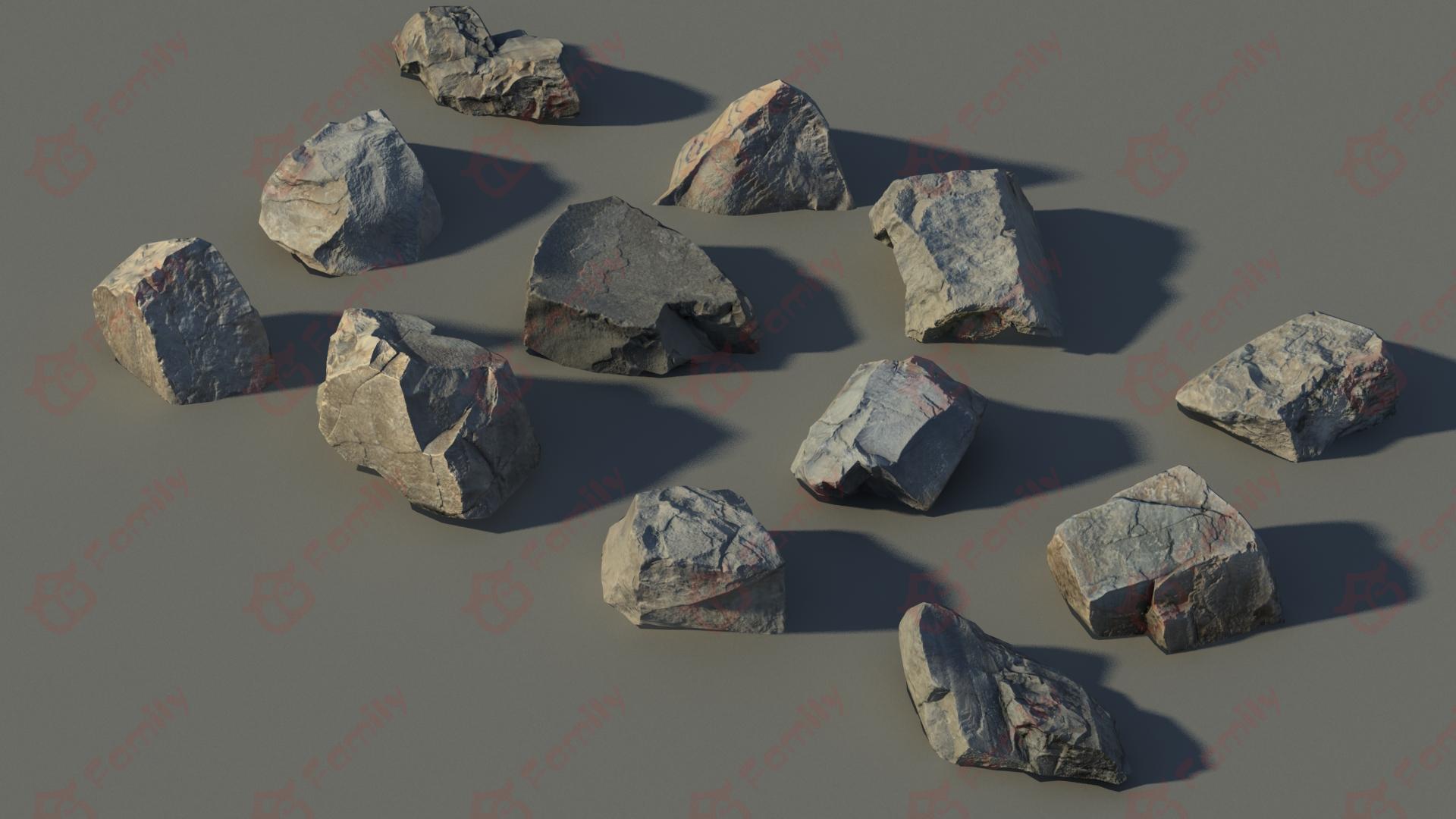 高精度扫描石头_碎石3D模型下载