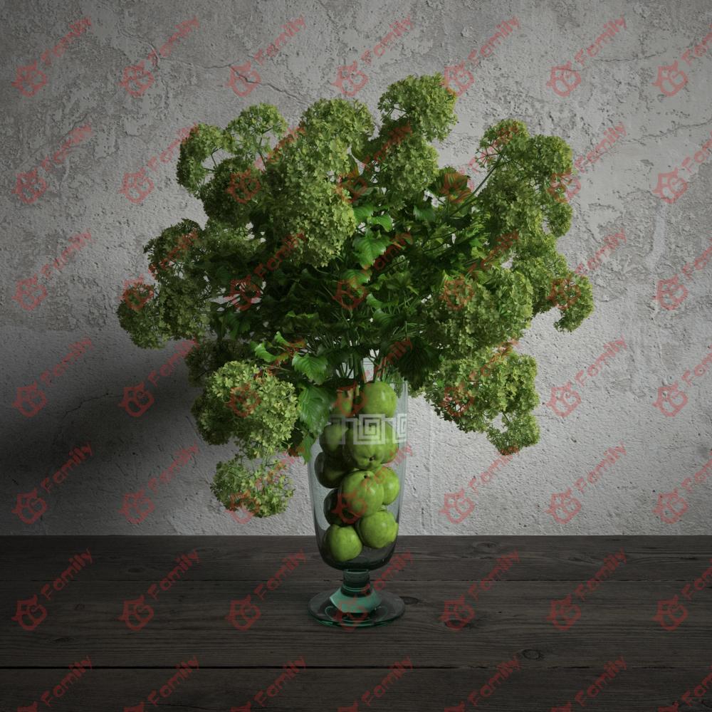 绿色植物花高精度花卉盆栽室内植物装饰3D模型材质01