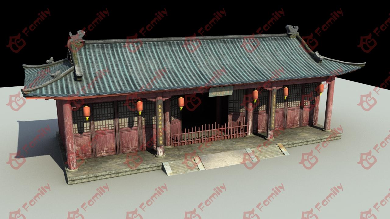 古代建筑寺庙偏殿3d模型下载