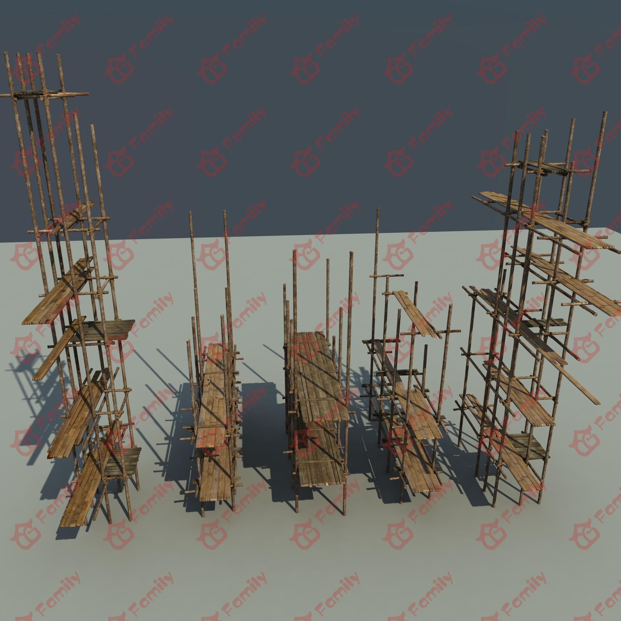 建筑工地木头架子cg模型下载