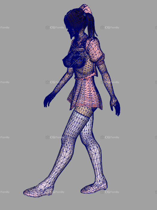 美女走路动画模型 带乳摇 双格式 fbx格式和maya格式3d角色模型免费