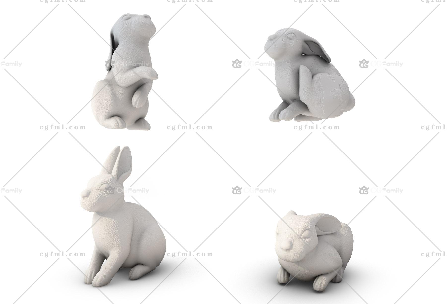 文章介绍 评价建议 cg模型_ 兔子动物雕塑_3d模型免费下载,软件:3dmax