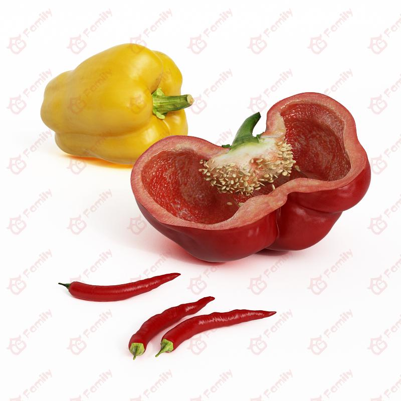 超精度蔬菜，菜椒，彩椒，辣椒，3d模型免费下载