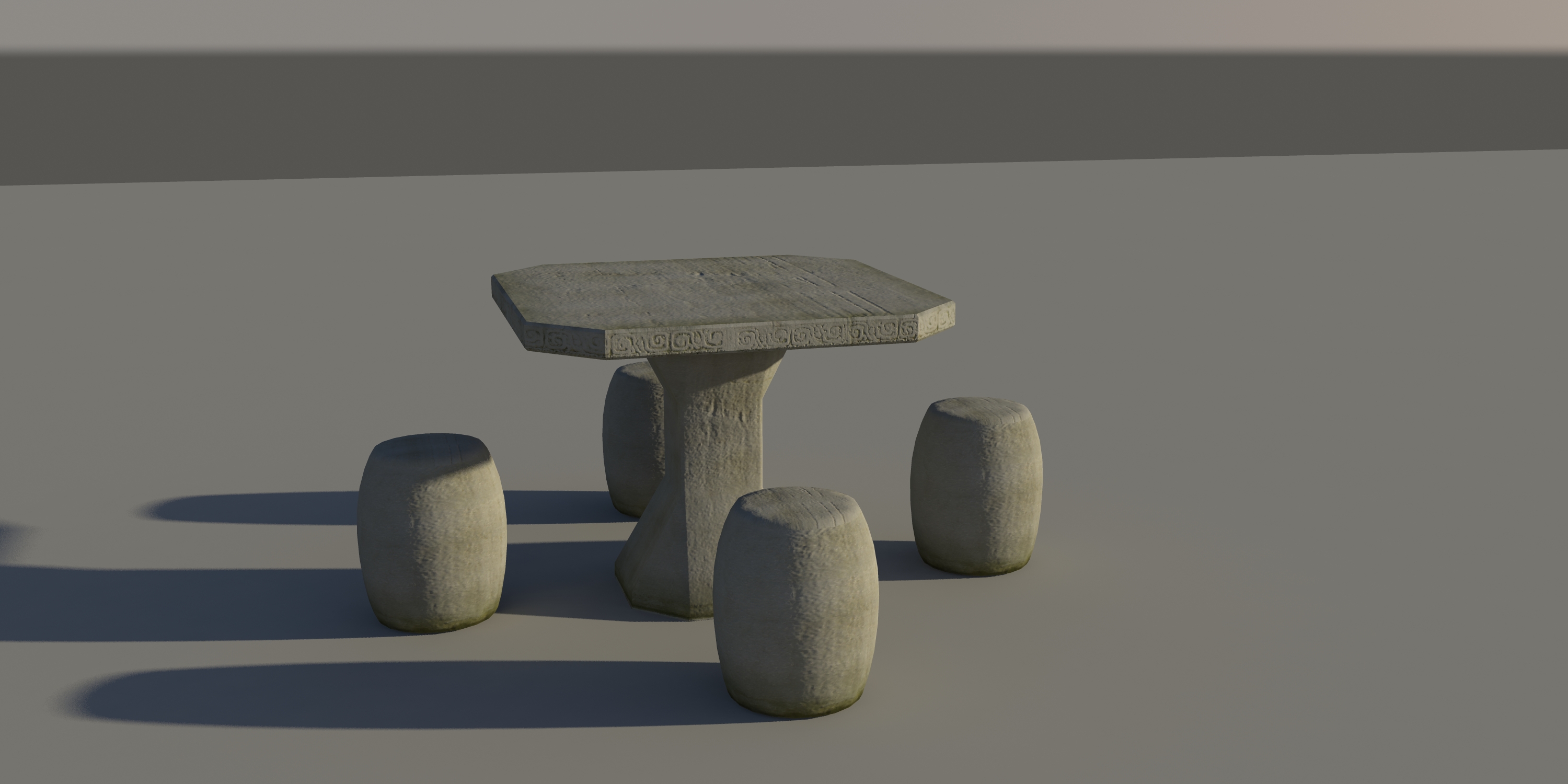 室外石头桌子3d模型下载